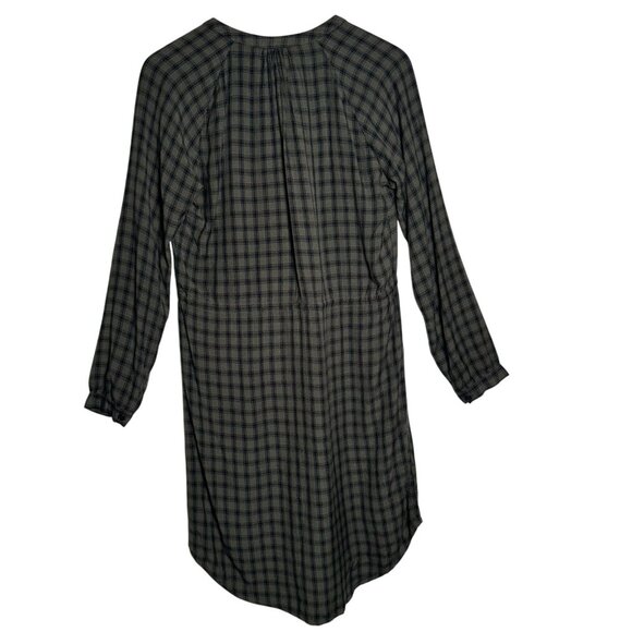 Rails Womens Small Bella Tie Waist Dress Olive Iron Check Button Up Long Sleeve - Picture 3 of 14